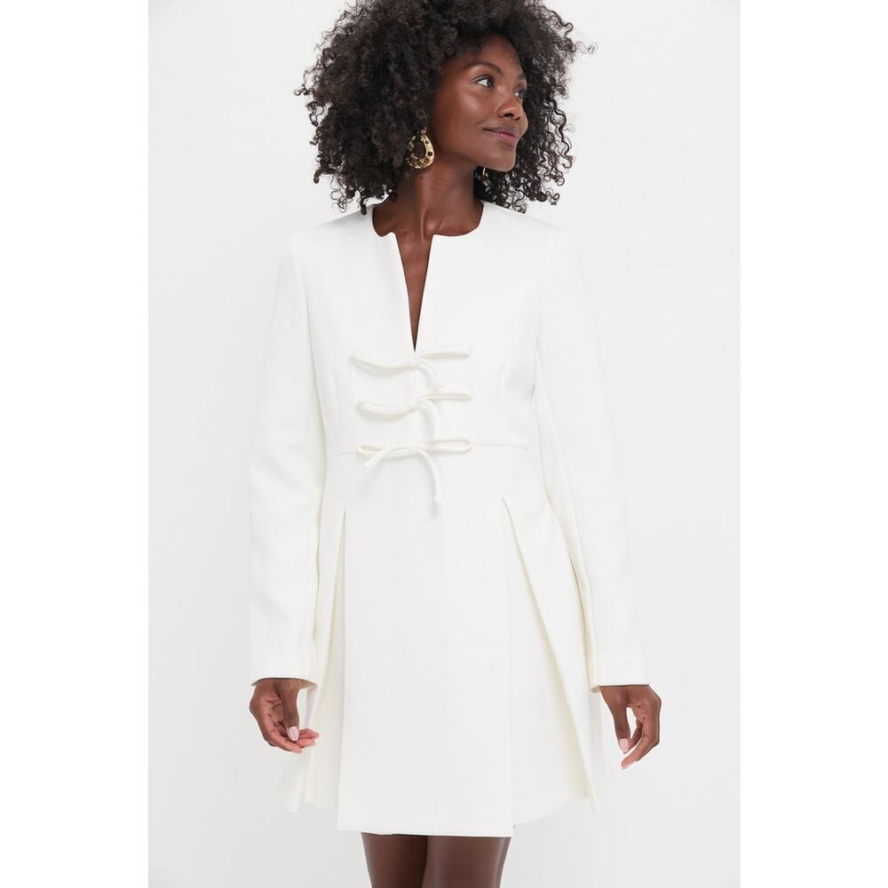 TUCKERNUCK White Crepe Blair Bow Coat Dress Size XXS NWT Retail $228 Tuckernuck